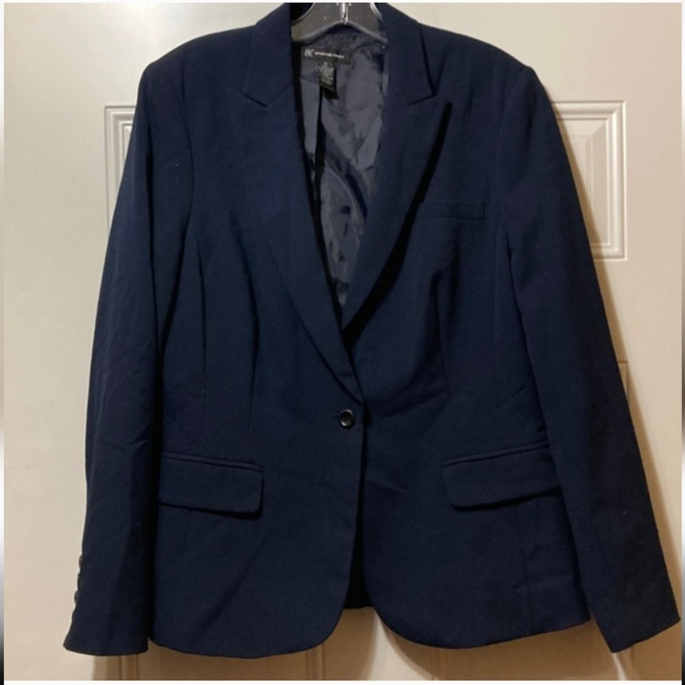 INC International Concepts Navy Single-Button Blazer- Size 12